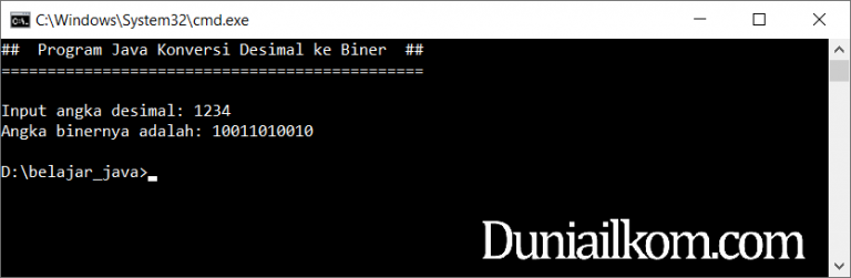 Latihan Kode Program Java Cara Konversi Desimal Ke Biner