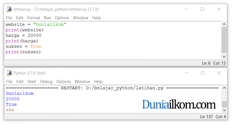 Cara Pembuatan Variabel Bahasa Python | Duniailkom