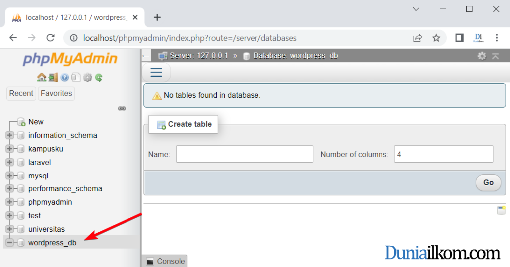 Cara Membuat Database MySQL Dengan Phpmyadmin | Duniailkom