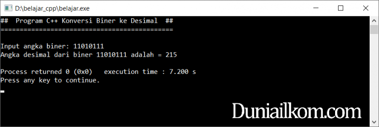 Latihan Kode Program C Konversi Bilangan Biner Ke Desimal Duniailkom 1130