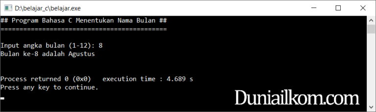 Latihan Kode Program C Menentukan Nama Bulan 2 Duniailkom 2597