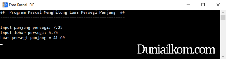 Latihan Program Pascal Menghitung Luas Persegi Panjang 3747