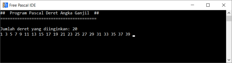 Latihan Program Pascal Membuat Deret Angka Ganjil Genap 9881
