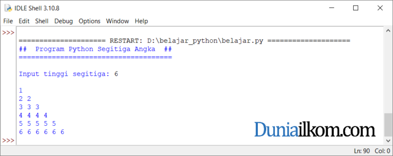 Latihan Kode Program Python Membuat Pola Segitiga Ang 0655